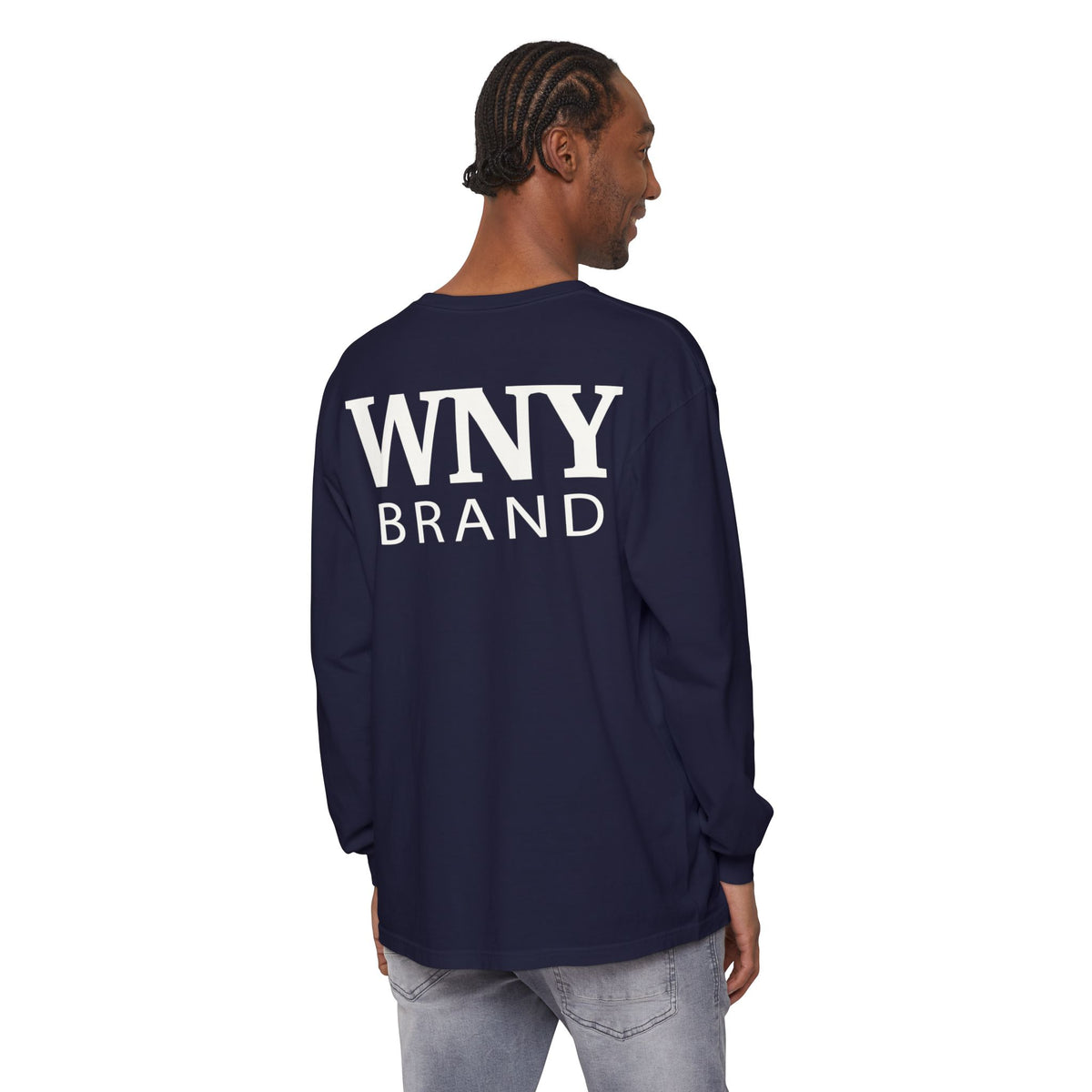 WNY Brand Long Sleeve Tee — Classic Logo Navy T-Shirt