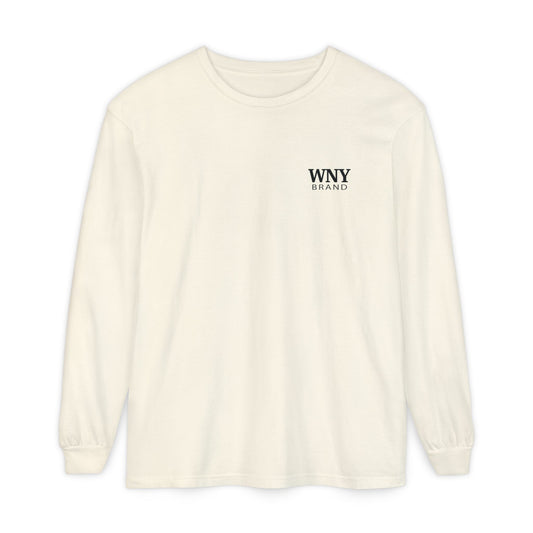 WNY Brand Long Sleeve Tee — Minimal Logo Chest & Bold Back