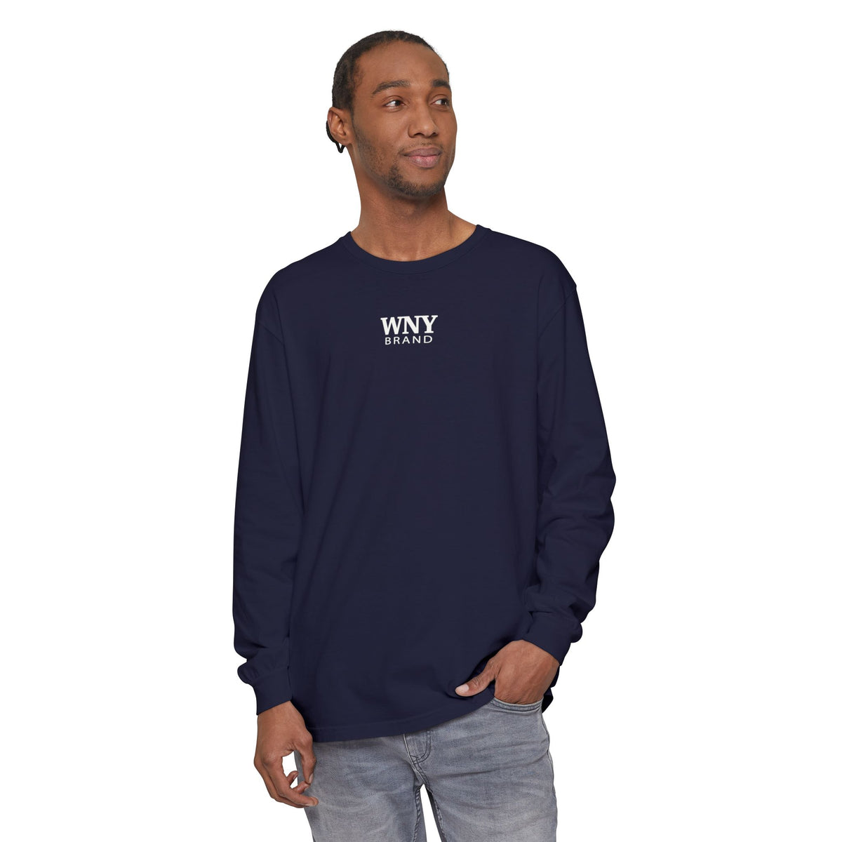 WNY Brand Long Sleeve Tee — Classic Logo Navy T-Shirt