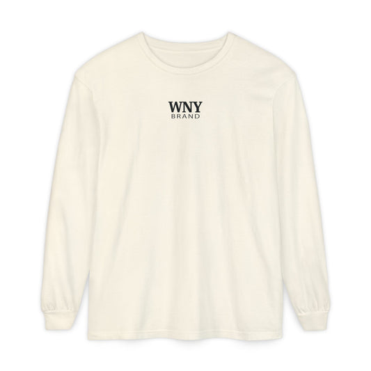 Basic WNY Brand Long Sleeve Tee — Minimal Logo Centered Front & Back