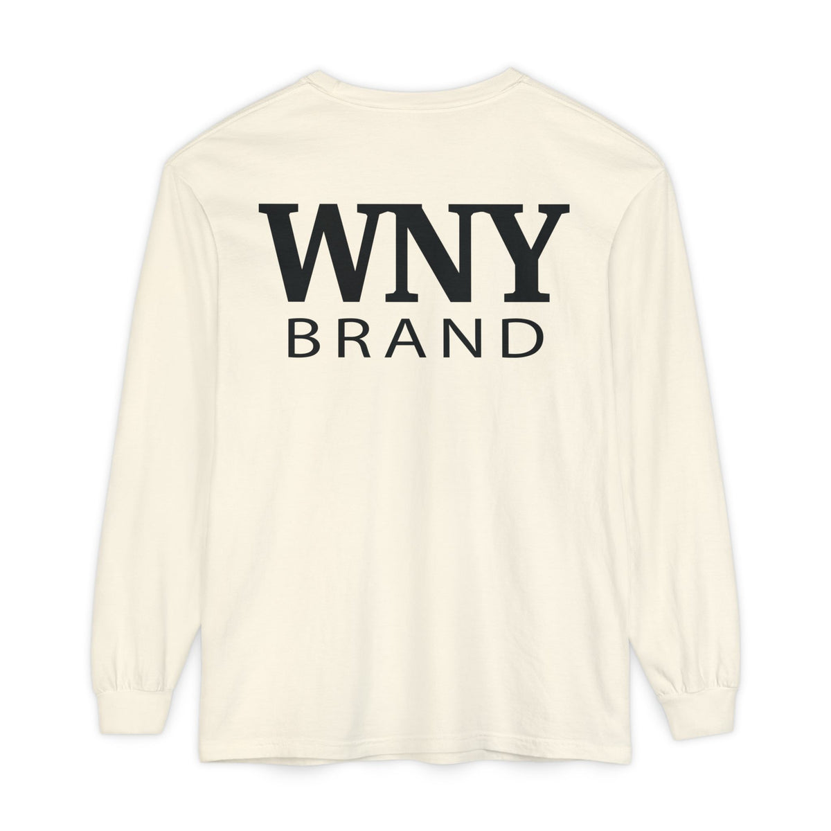 Basic WNY Brand Long Sleeve Tee — Minimal Logo Centered Front & Back